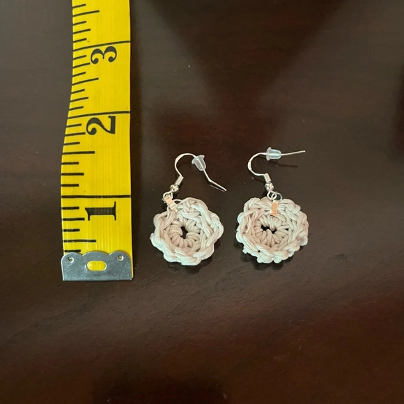 NWT Hemp cord crotchet earrings with sterling silver hooks - Picture 2 of 2